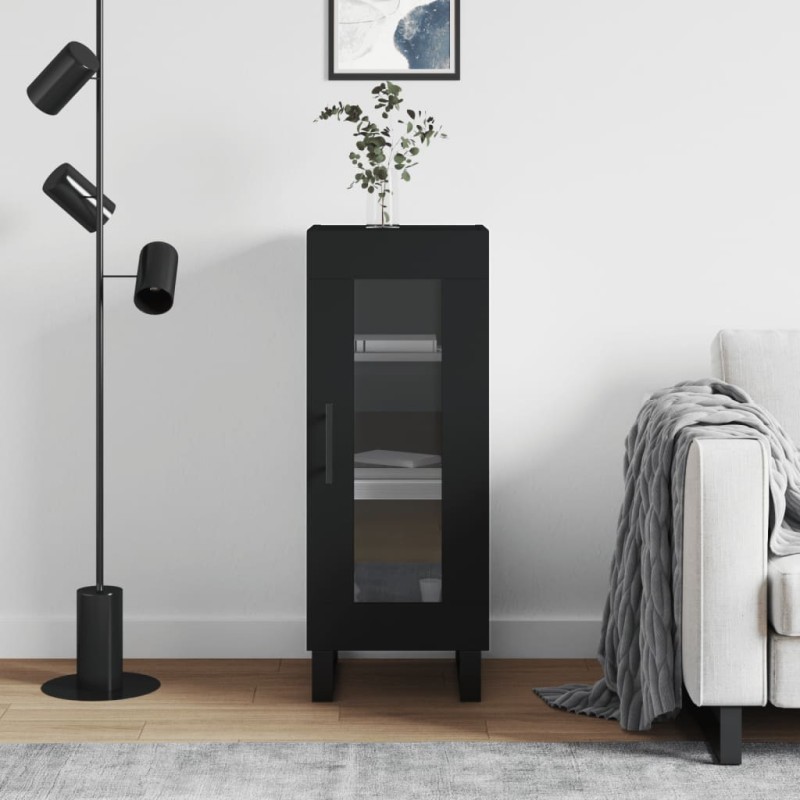 vidaXL Aparador de madera contrachapada negro 34,5x34x90 cm vidaXL Aparador de madera contrachapada negro 34,5x34x90 cm