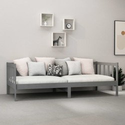 vidaXL Sofá cama de madera maciza de pino gris 90x200 cm