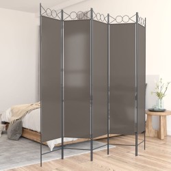 vidaXL Biombo divisor de 5 paneles de tela gris antracita 200x220 cm 