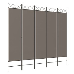 vidaXL Biombo divisor de 5 paneles de tela gris antracita 200x220 cm 