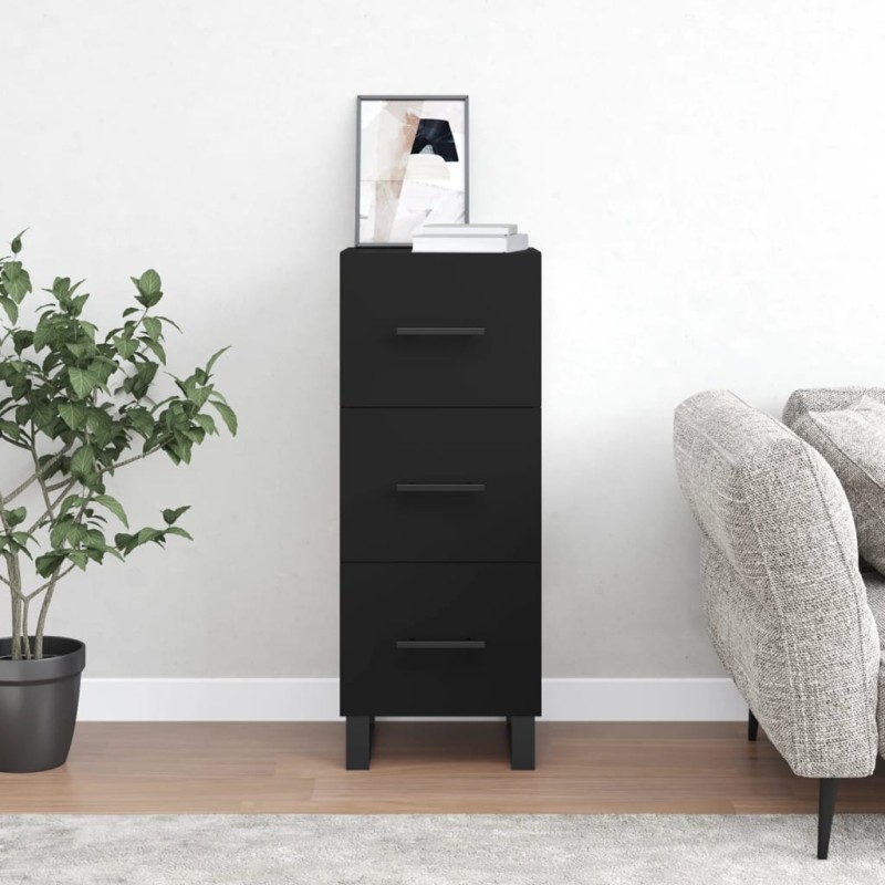 vidaXL Aparador de madera contrachapada negro 34,5x34x90 cm vidaXL Aparador de madera contrachapada negro 34,5x34x90 cm