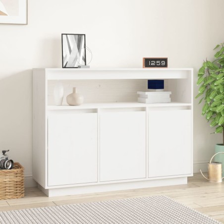 vidaXL Aparador de madera maciza de pino blanco 104,5x34x80 cm