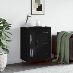 vidaXL Aparador de madera de ingeniería negro 69,5x34x90 cm