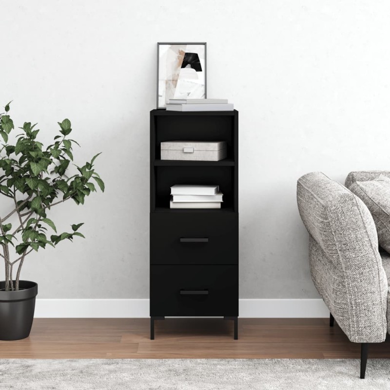 vidaXL Aparador de madera contrachapada negro 34,5x34x90 cm vidaXL Aparador de madera contrachapada negro 34,5x34x90 cm
