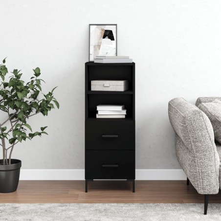 vidaXL Aparador de madera contrachapada negro 34,5x34x90 cm