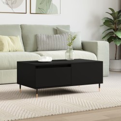 vidaXL Mesa de centro madera contrachapada negro 90x50x36,5 cm