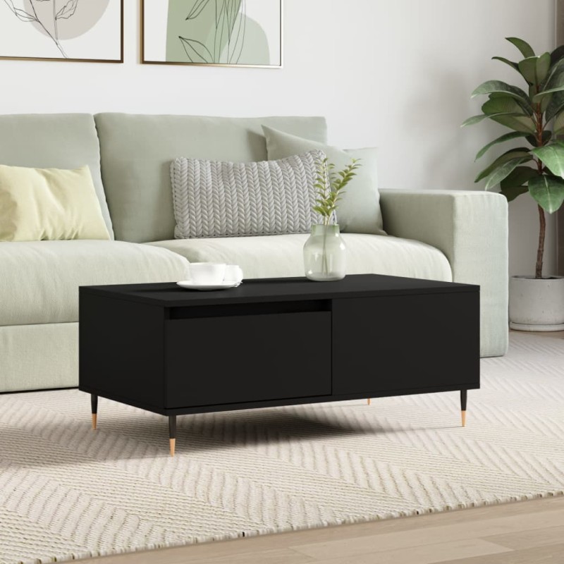 vidaXL Mesa de centro madera contrachapada negro 90x50x36,5 cm vidaXL Mesa de centro madera contrachapada negro 90x50x36,5 cm