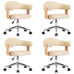 vidaXL Sillas de comedor giratorias 4 uds cuero sintético color crema