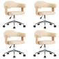 vidaXL Sillas de comedor giratorias 4 uds cuero sintético color crema