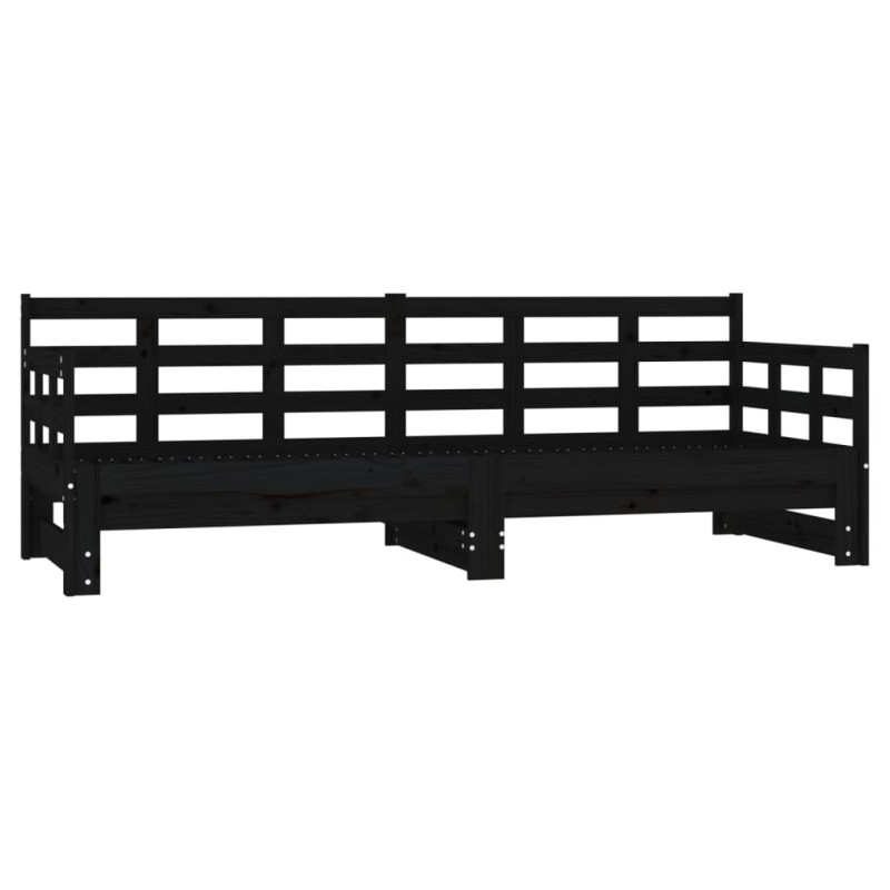 vidaXL Sofá cama extraíble madera maciza de pino negro 2x(90x200) cm vidaXL Sofá cama extraíble madera maciza de pino negro 2x(90x200) cm