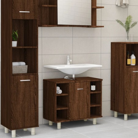 vidaXL Armario de baño madera contrachapada marrón roble 60x32x53,5 cm