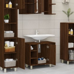 vidaXL Armario de baño madera contrachapada marrón roble 60x32x53,5 cm