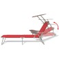 vidaXL Tumbona de jardín con toldo acero roja vidaXL Tumbona de jardín con toldo acero roja