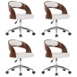 vidaXL Sillas de comedor giratorias 4 uds madera curvada cuero blanco vidaXL Sillas de comedor giratorias 4 uds madera curvada cuero blanco