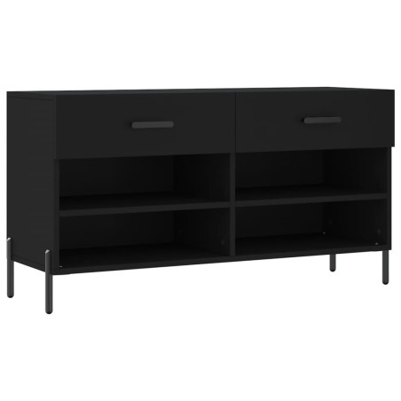 vidaXL Banco zapatero madera de ingeniería negro 102x35x55 cm