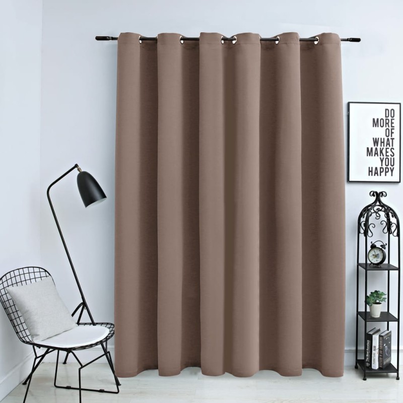 vidaXL Cortina opaca con anillas de metal gris topo 290x245 cm vidaXL Cortina opaca con anillas de metal gris topo 290x245 cm