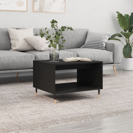 vidaXL Mesa de centro madera de ingeniería negra 60x50x40 cm