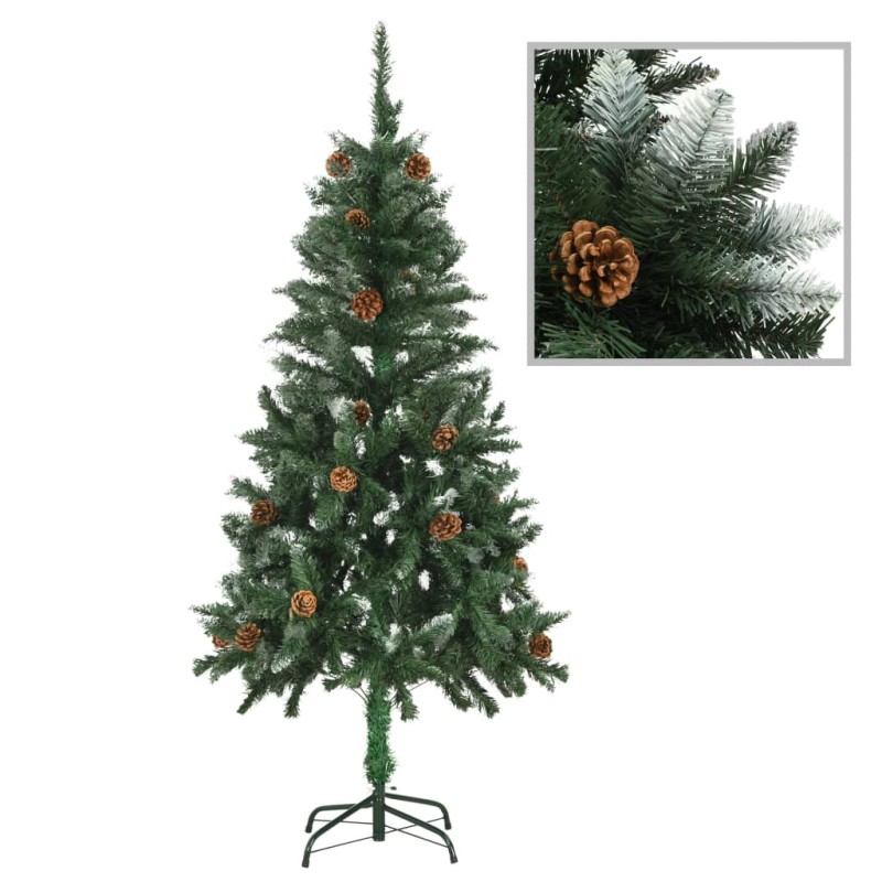 vidaXL Árbol de Navidad artificial con piñas y brillo blanco 150 cm vidaXL Árbol de Navidad artificial con piñas y brillo blanco 150 cm