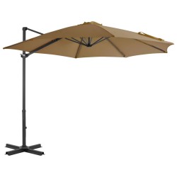 vidaXL Sombrilla voladiza con poste de aluminio gris topo 300 cm