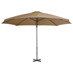 vidaXL Sombrilla voladiza con poste de aluminio gris topo 300 cm