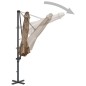 vidaXL Sombrilla voladiza con poste de aluminio gris topo 300 cm