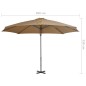vidaXL Sombrilla voladiza con poste de aluminio gris topo 300 cm