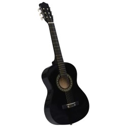 vidaXL Guitarra clásica principiante y niño con funda negro 1/2 34"