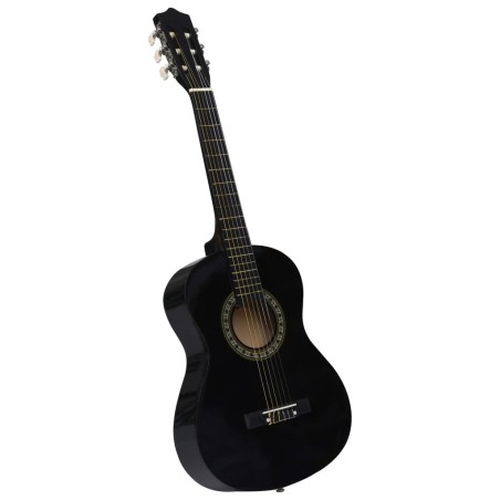 vidaXL Guitarra clásica principiante y niño con funda negro 1/2 34"