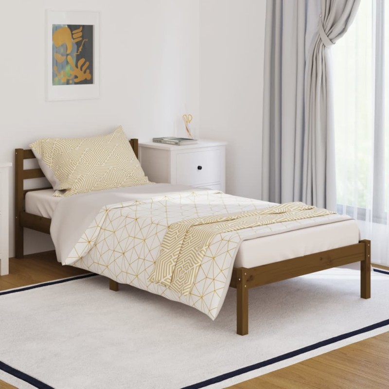 vidaXL Sofá cama madera maciza de pino marrón miel 90x200 cm