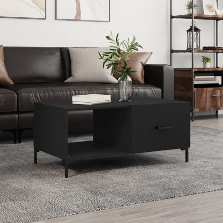 vidaXL Mesa de centro madera contrachapada negro 90x50x40 cm