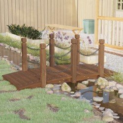 vidaXL Puente de jardín con cadenas madera maciza abeto 150x67x56cm
