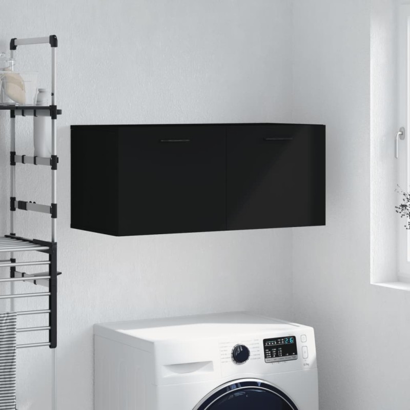 vidaXL Armario de pared madera de ingeniería negro 80x36,5x35 cm vidaXL Armario de pared madera de ingeniería negro 80x36,5x35 cm