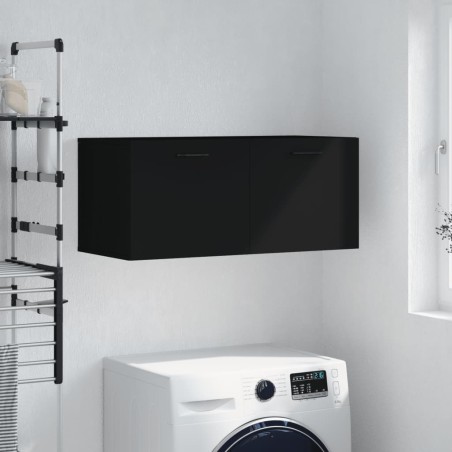vidaXL Armario de pared madera de ingeniería negro 80x36,5x35 cm