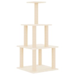 vidaXL Rascador para gatos con postes de sisal color crema 111 cm