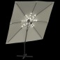 vidaXL Sombrilla voladiza con LED blanco arena 400x300 cm