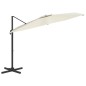 vidaXL Sombrilla voladiza con LED blanco arena 400x300 cm