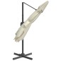 vidaXL Sombrilla voladiza con LED blanco arena 400x300 cm