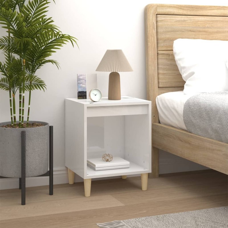 vidaXL Mesita de noche madera contrachapada blanco brillo 40x35x50 cm vidaXL Mesita de noche madera contrachapada blanco brillo 40x35x50 cm