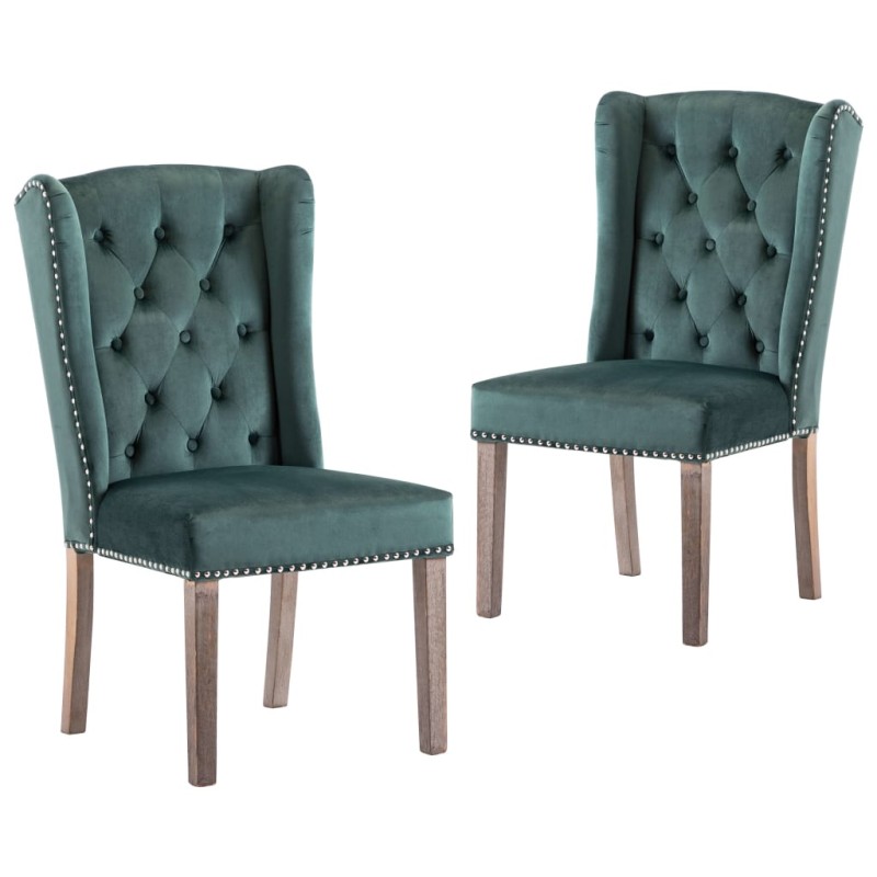 vidaXL Sillas de comedor 2 unidades terciopelo verde oscuro vidaXL Sillas de comedor 2 unidades terciopelo verde oscuro