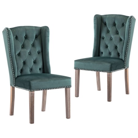  vidaXL Sillas de comedor 2 unidades terciopelo verde oscuro