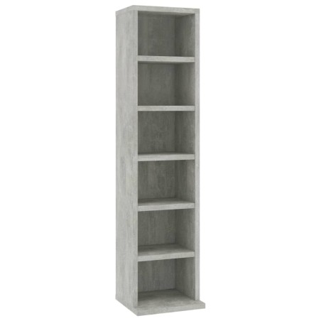 vidaXL Estantería de CDs madera contrachapada gris hormigón 21x20x88cm