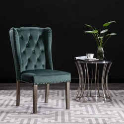  vidaXL Sillas de comedor 2 unidades terciopelo verde oscuro