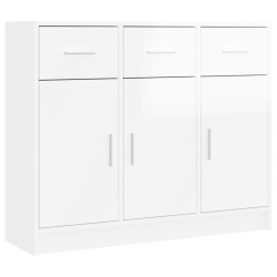 vidaXL Aparador madera de ingeniería blanco brillante 91x28x75 cm