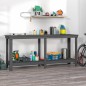 vidaXL Banco de trabajo de madera maciza de pino gris 180x50x80 cm