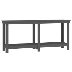 vidaXL Banco de trabajo de madera maciza de pino gris 180x50x80 cm