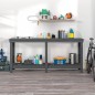 vidaXL Banco de trabajo de madera maciza de pino gris 180x50x80 cm
