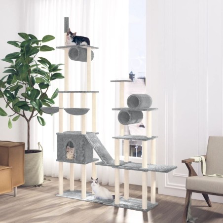 vidaXL Rascador para gatos con postes de sisal gris claro 279 cm