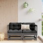 vidaXL Sofás esquineros con cojines 2 uds madera maciza de pino gris vidaXL Sofás esquineros con cojines 2 uds madera maciza de pino gris