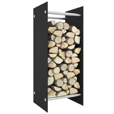 vidaXL Leñero de vidrio templado negro 40x35x100 cm