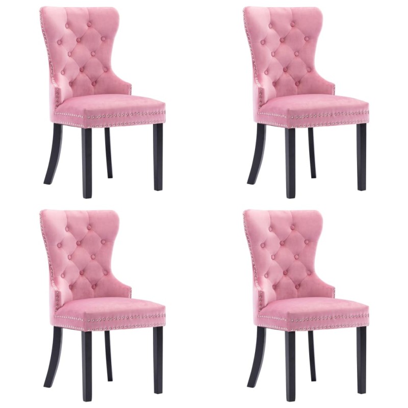 vidaXL Sillas de comedor 4 unidades terciopelo rosa